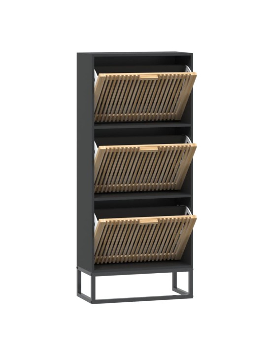 Botník černý 52 x 25 x 120 cm kompozitní dřevo