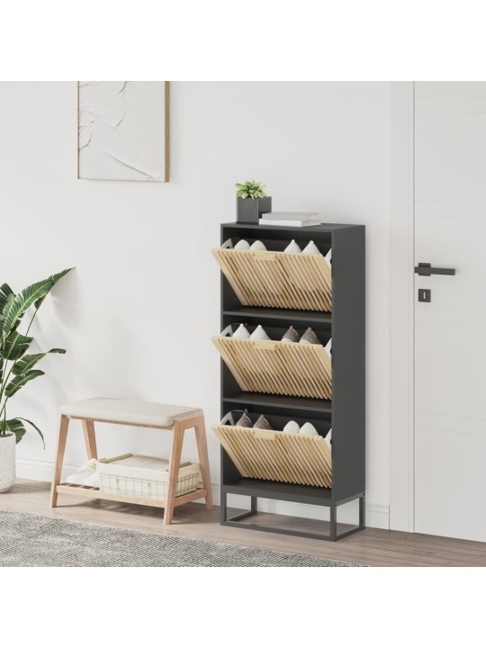 Botník černý 52 x 25 x 120 cm kompozitní dřevo
