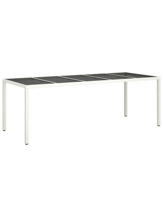 Zahradní stůl bílý 250 x 100 x 75 cm polyratan a tvrzené sklo