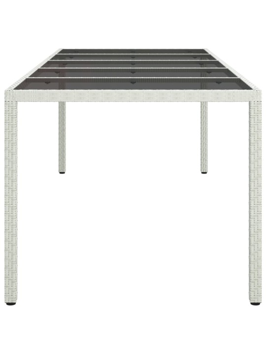Zahradní stůl bílý 250 x 100 x 75 cm polyratan a tvrzené sklo