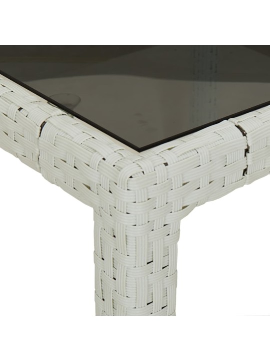 Zahradní stůl bílý 250 x 100 x 75 cm polyratan a tvrzené sklo