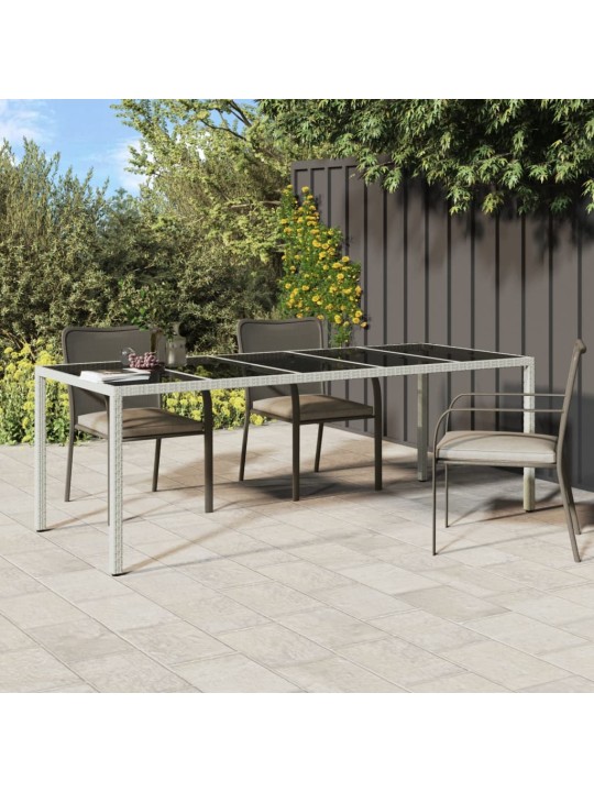 Zahradní stůl bílý 250 x 100 x 75 cm polyratan a tvrzené sklo