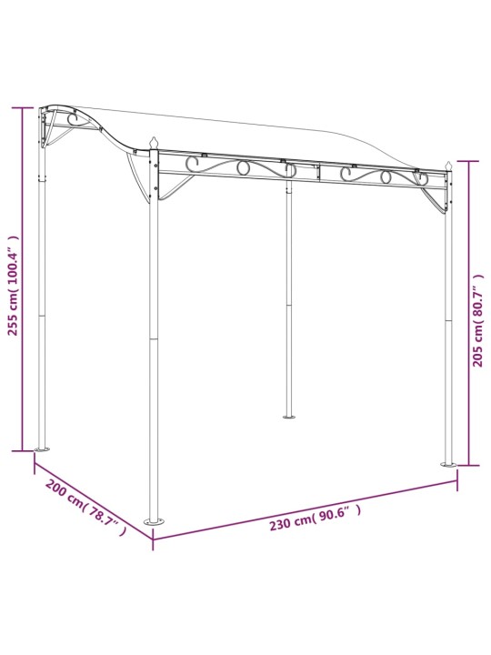 Stříška taupe 2 x 2,3 m 180 g/m² textil a ocel
