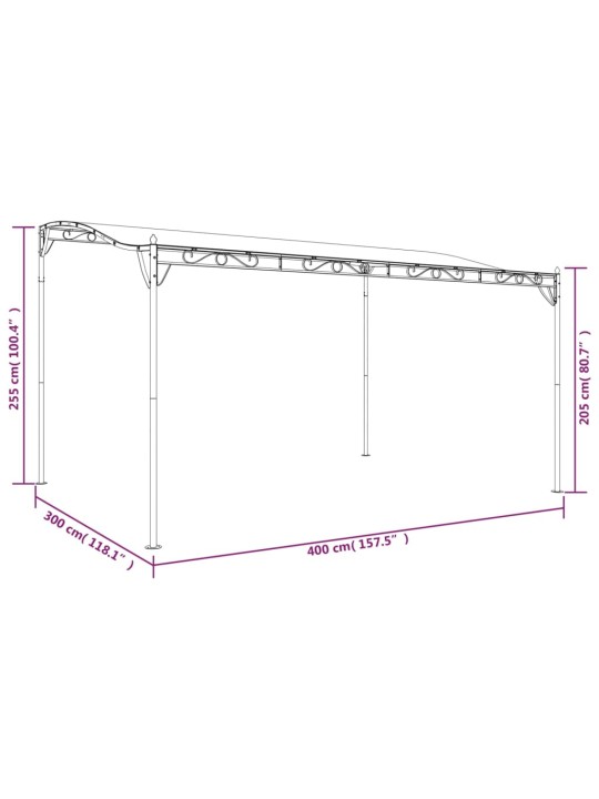 Stříška krémová 4 x 3 m 180 g/m² textil a ocel