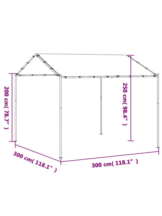 Stříška antracitová 3 x 3 m ocel a textil