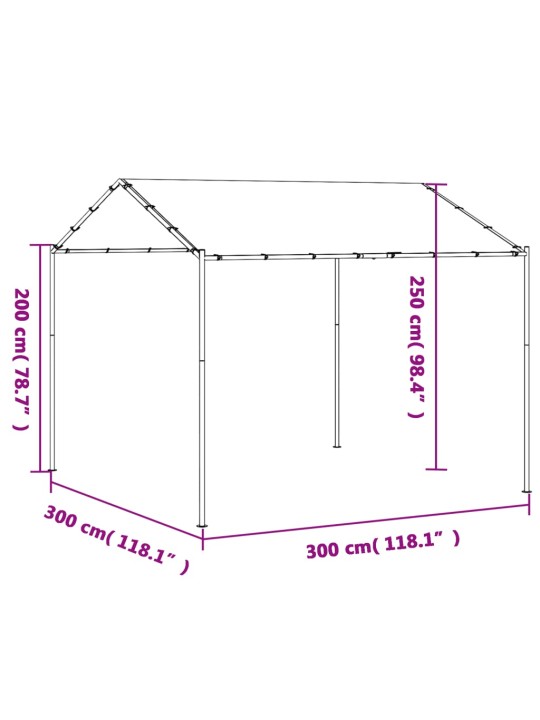 Stříška béžová 3 x 3 m ocel a textil