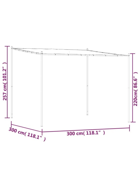 Altán taupe 3 x 3 m 180 g/m² hliník a ocel