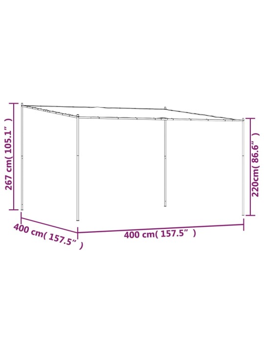 Altán taupe 4 x 4 m 180 g/m² hliník a ocel