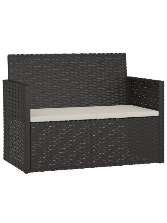 Zahradní lavice s poduškami černá 105 cm polyratan