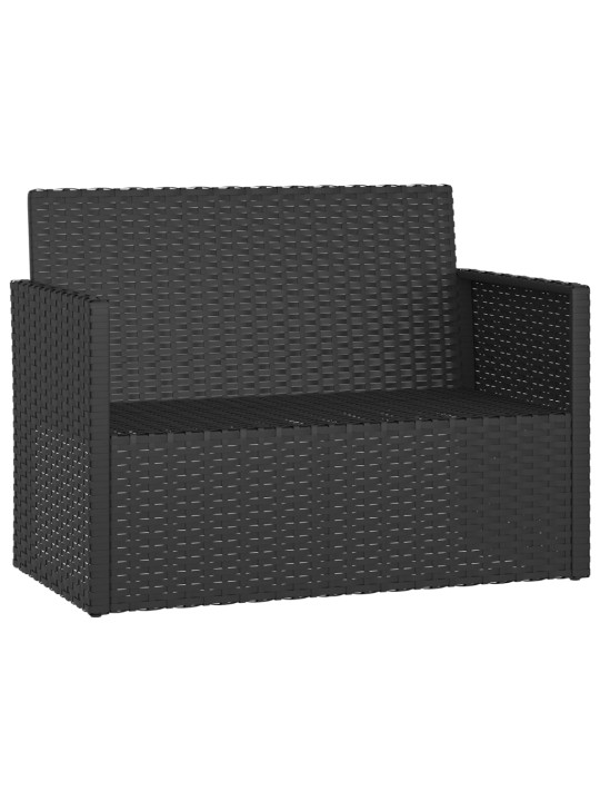 Zahradní lavice s poduškami černá 105 cm polyratan