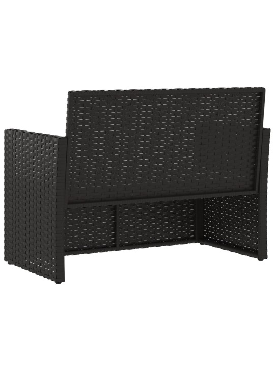 Zahradní lavice s poduškami černá 105 cm polyratan