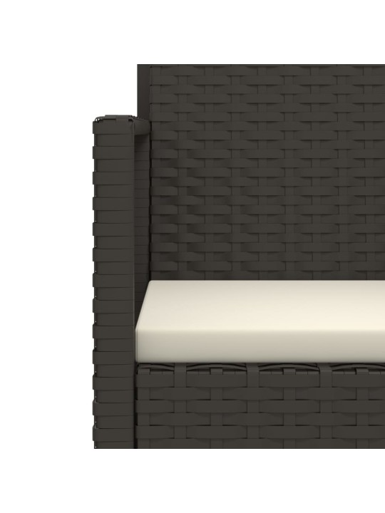 Zahradní lavice s poduškami černá 105 cm polyratan