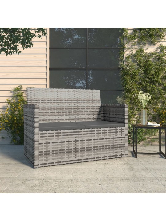Zahradní lavice s poduškami šedá 105 cm polyratan