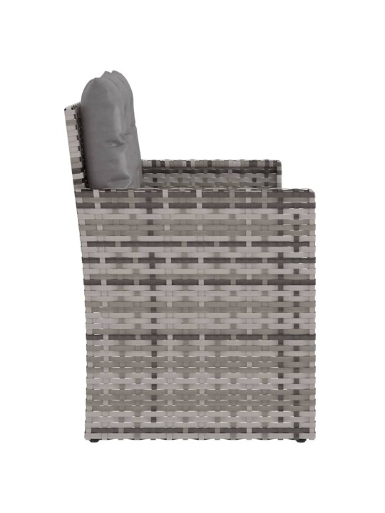Zahradní lavice s poduškami šedá 105 cm polyratan