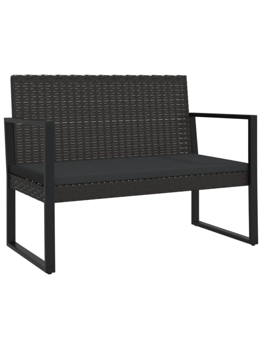 Zahradní lavice s poduškami černá 106 cm polyratan