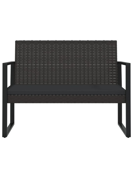 Zahradní lavice s poduškami černá 106 cm polyratan