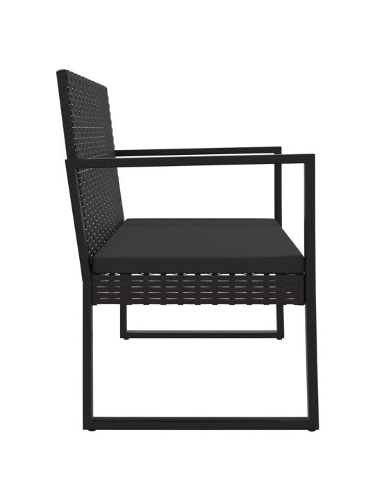 Zahradní lavice s poduškami černá 106 cm polyratan