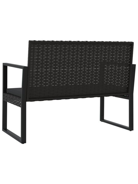 Zahradní lavice s poduškami černá 106 cm polyratan