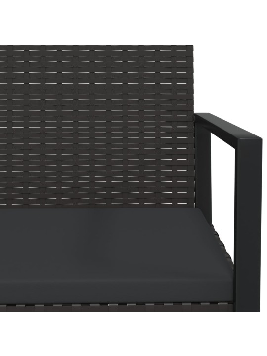 Zahradní lavice s poduškami černá 106 cm polyratan