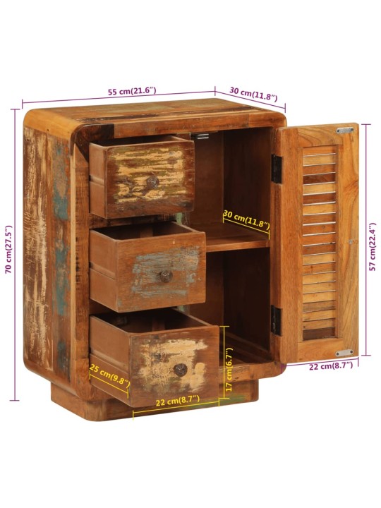 Příborník se 3 zásuvkami 55x30x70 cm masivní recyklované dřevo
