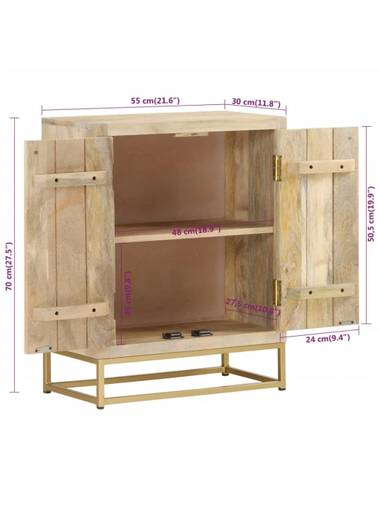 Příborník se 2 dvířky 55x30x70 cm masivní mangovníkové dřevo