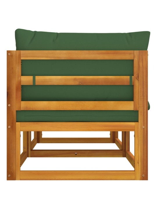 Sekční rohové pohovky 2 ks se zelenými poduškami masivní akácie