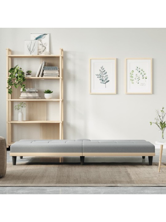 Rozkládací pohovka s držáky na nápoje světle šedá textil