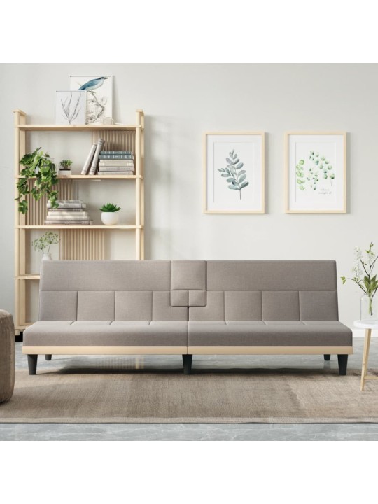 Rozkládací pohovka s držáky na nápoje taupe textil