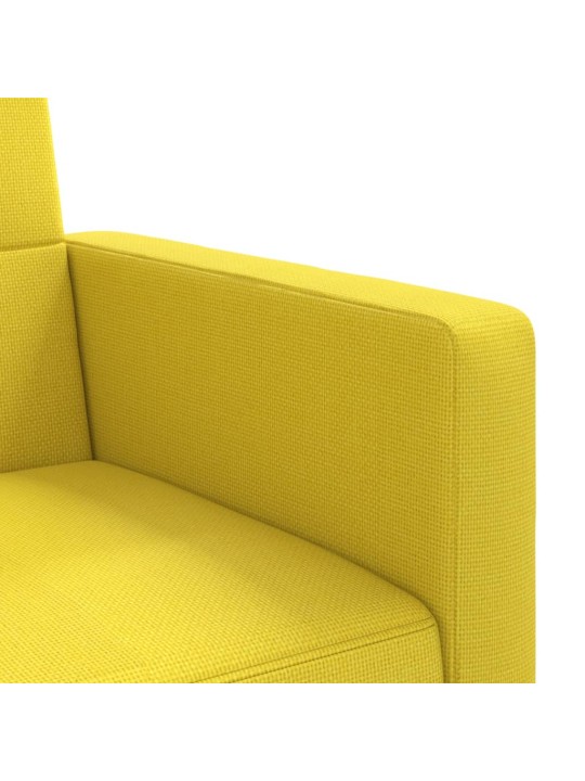 Rozkládací pohovka s poduškami světle žlutá textil