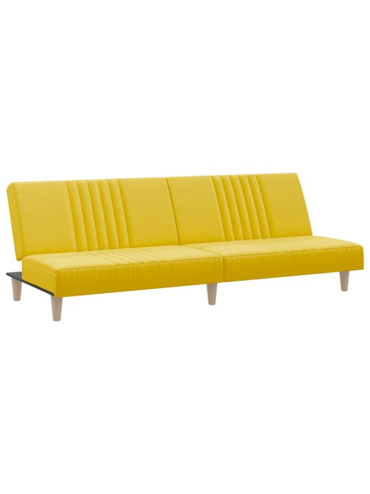 Rozkládací pohovka světle žlutá textil