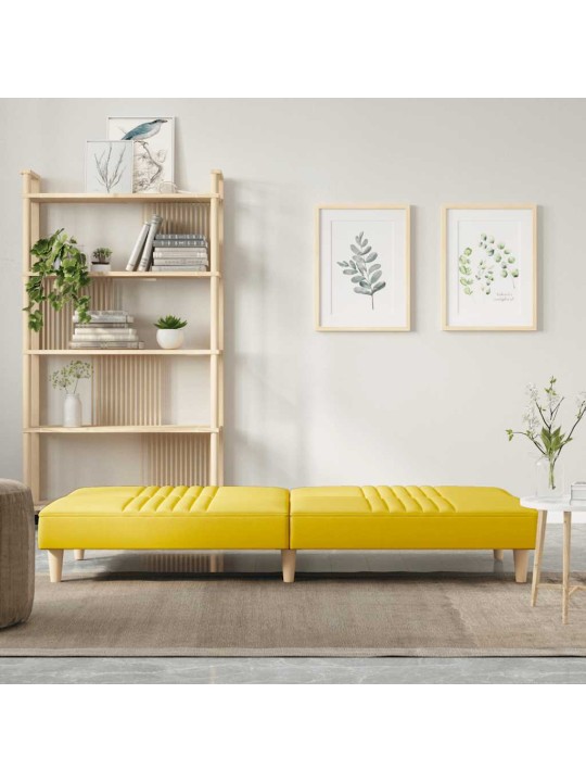 Rozkládací pohovka světle žlutá textil