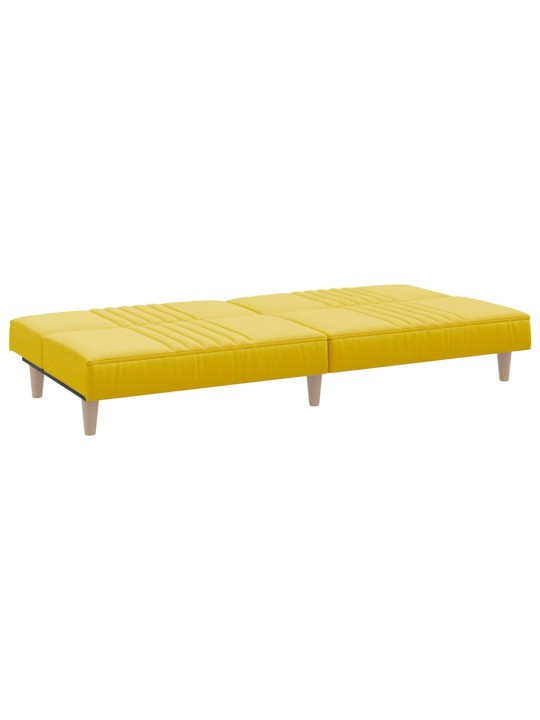 Rozkládací pohovka světle žlutá textil