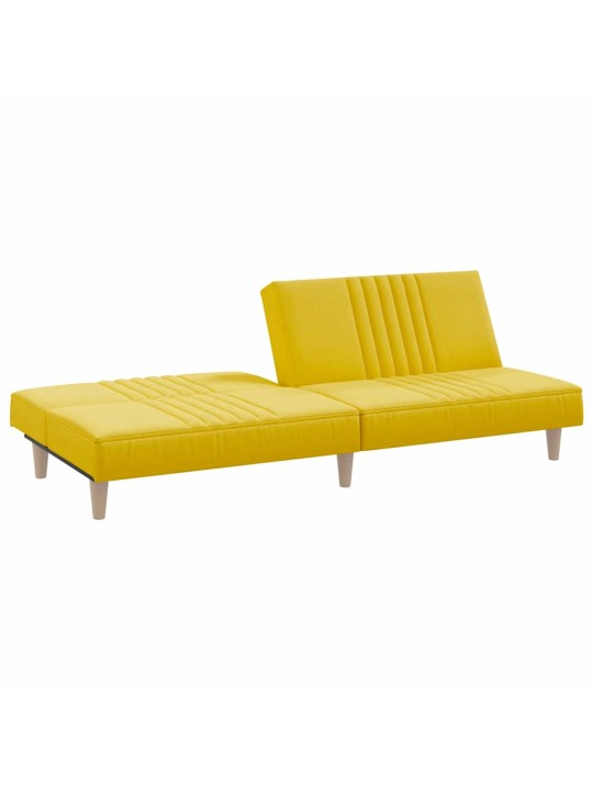 Rozkládací pohovka světle žlutá textil