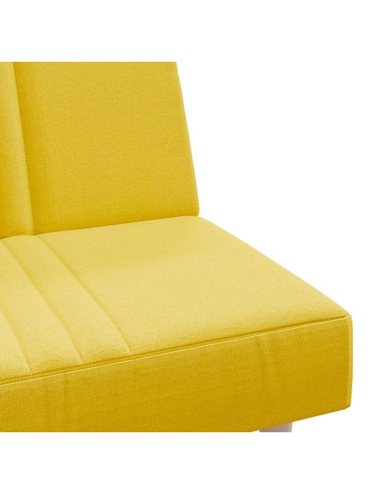 Rozkládací pohovka světle žlutá textil