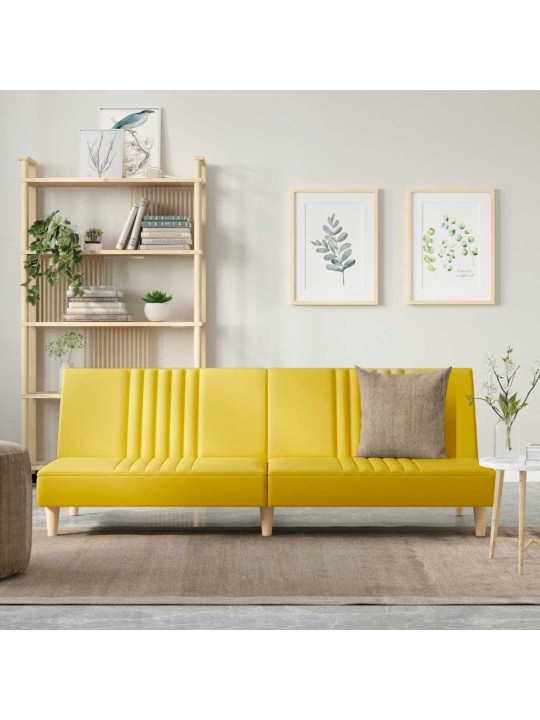 Rozkládací pohovka světle žlutá textil