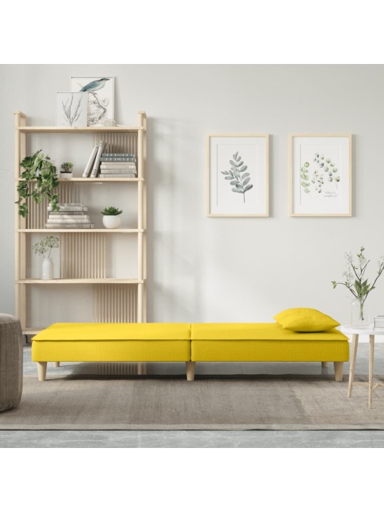 Rozkládací pohovka světle žlutá textil