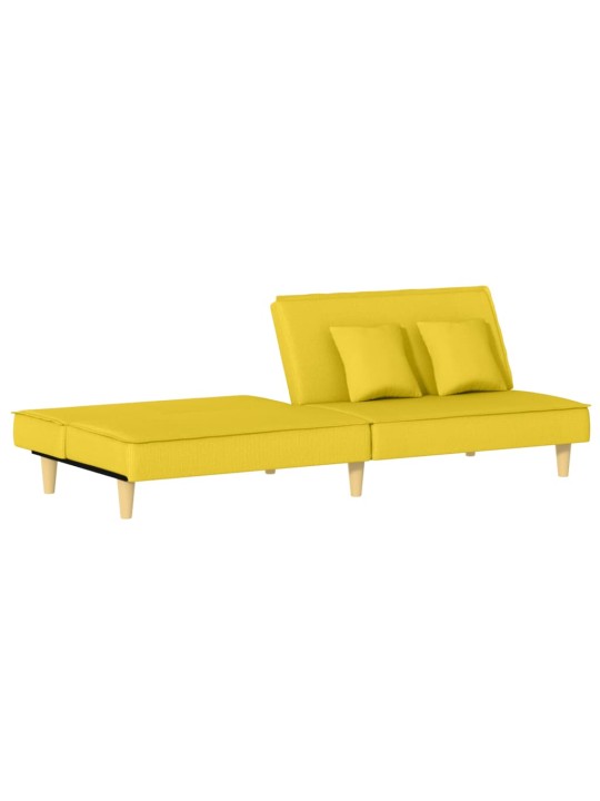 Rozkládací pohovka světle žlutá textil