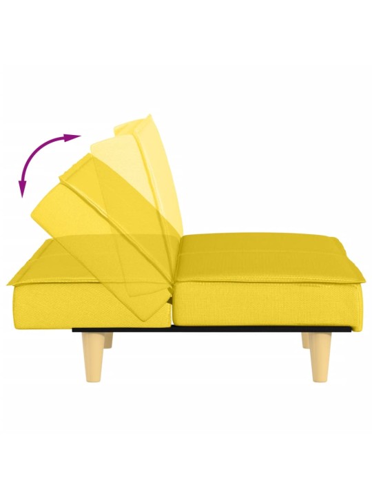 Rozkládací pohovka světle žlutá textil