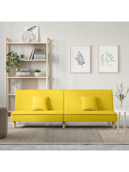 Rozkládací pohovka světle žlutá textil