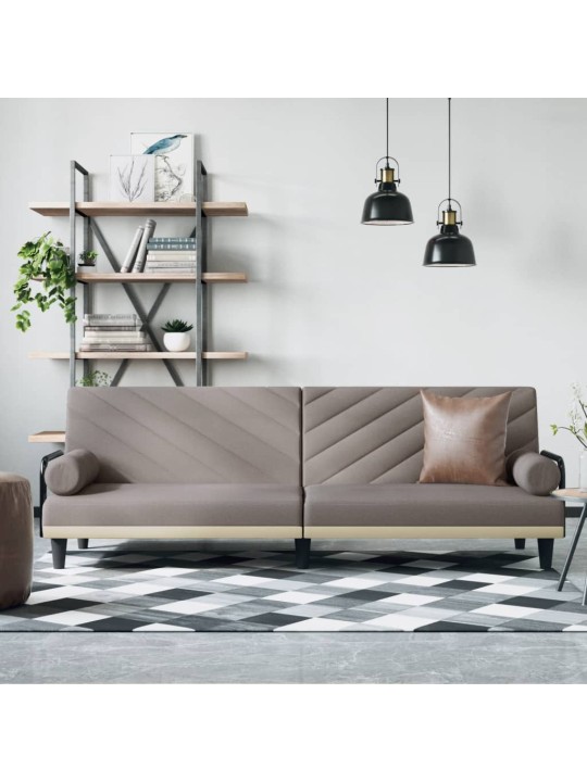 Rozkládací pohovka s područkami taupe textil