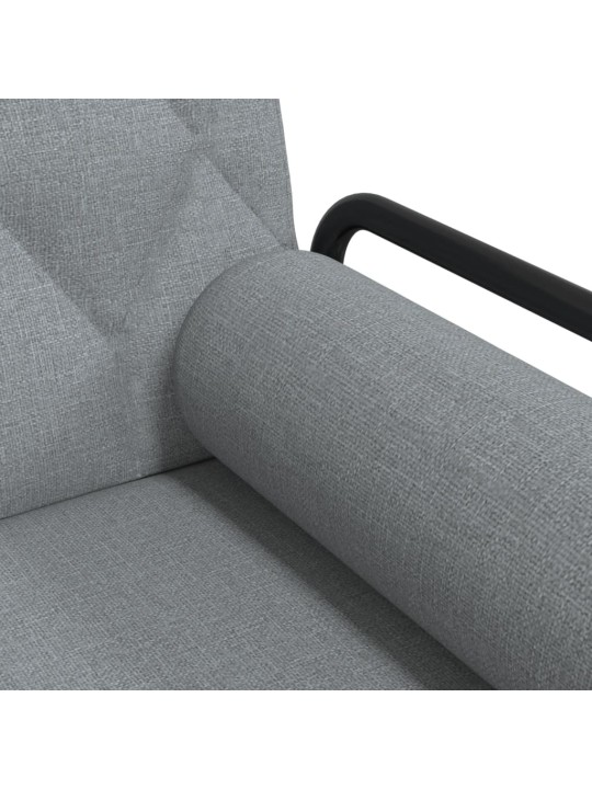 Rozkládací pohovka s područkami světle šedá textil