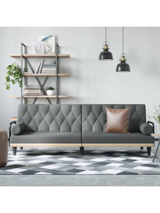 Rozkládací pohovka s područkami tmavě šedá textil