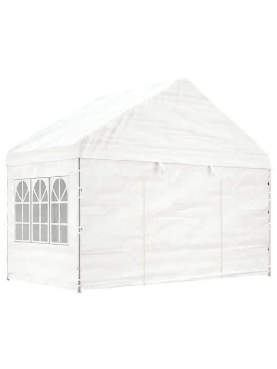 Altán se střechou bílý 4,08 x 2,23 x 3,22 m polyethylen