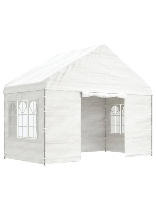 Altán se střechou bílý 4,08 x 2,23 x 3,22 m polyethylen