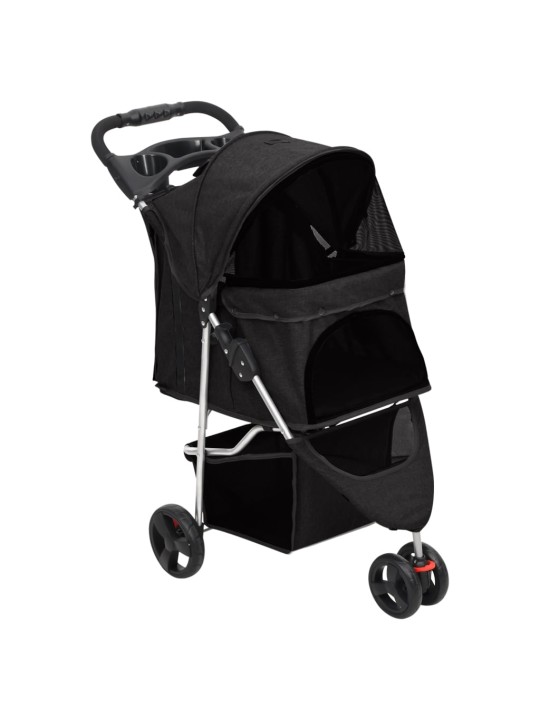Skládací kočárek pro psa černý 80x46x98 cm oxfordská tkanina