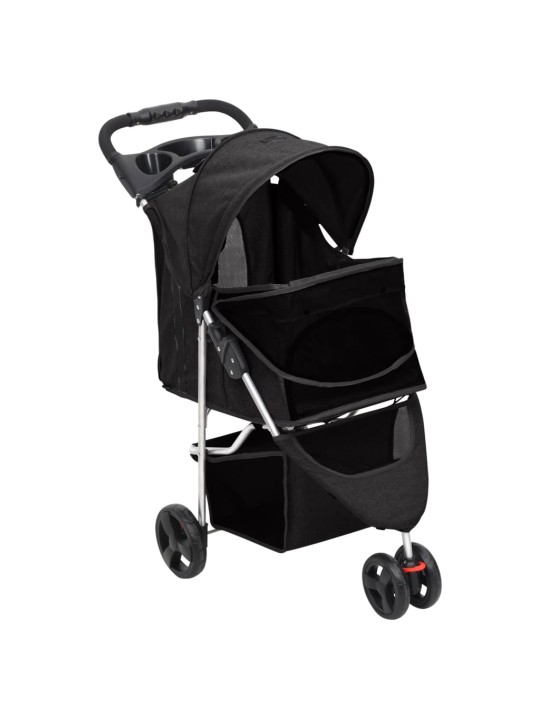 Skládací kočárek pro psa černý 80x46x98 cm oxfordská tkanina
