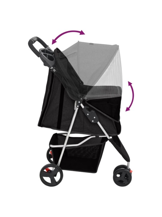 Skládací kočárek pro psa černý 80x46x98 cm oxfordská tkanina