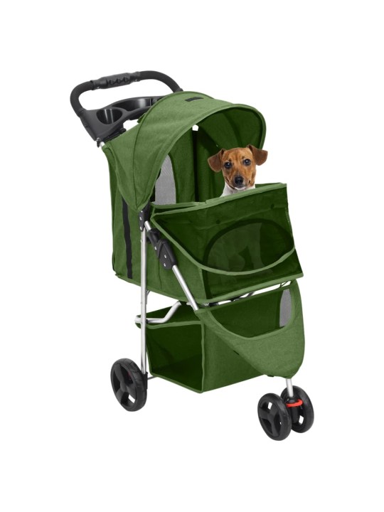 Skládací kočárek pro psa zelený 80x46x98 cm oxfordská tkanina