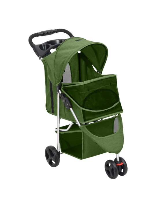 Skládací kočárek pro psa zelený 80x46x98 cm oxfordská tkanina