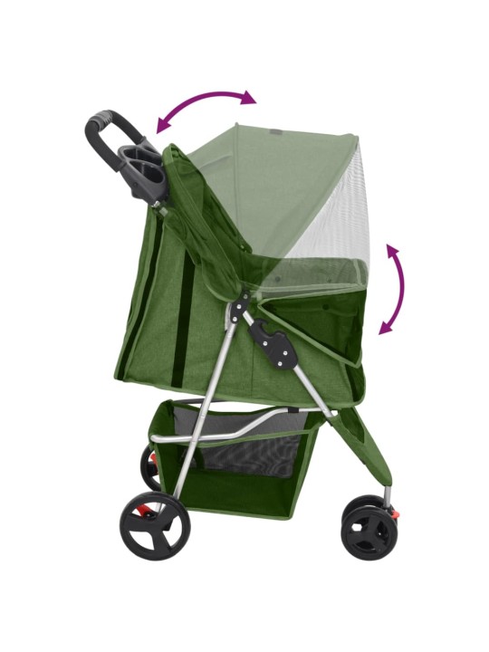 Skládací kočárek pro psa zelený 80x46x98 cm oxfordská tkanina